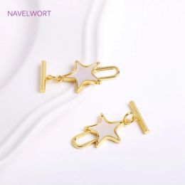 Trendy Natural Shell Pentagram OT Clasps,18K Gold Plated Star Toggle Clasps Connector For Bracelet Necklace Making Accessories