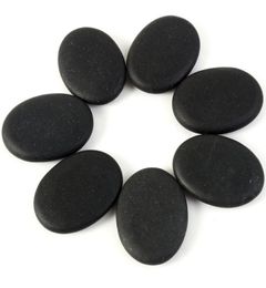 7pcs Lot Black Spa Rock Basalt Energy Toe Face Oval Stones Massage Lava Natural Stone Set Health Care Relaxation2438895