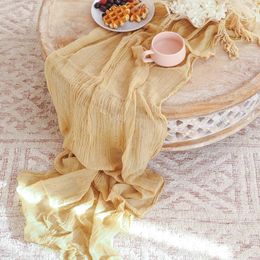 10PCS Semi-Sheer Gauze Table Runner Cream Cheesecloth Table Setting Dining Wedding Party Christmas Banquets Arches Cake Decor