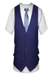 Funny Fake Suit 3D T shirt Tuxedo Bow Tie 3D Printed T shirts Men Summer Fashion Short Sleeve Streetwear Fake Suit Vest Tshirt X062685922