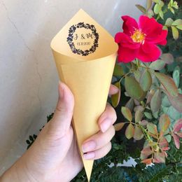 Party Decoration 25 Burgundy Wedding Personalised Pearly Gold Rose Flower Frame Confetti Cone Paper DIY For Guests