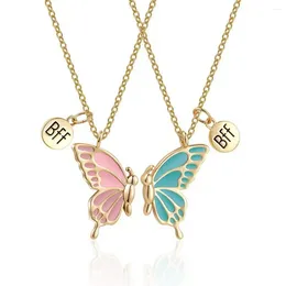 Pendant Necklaces Fashion Bff Butterfly Friendship Necklace Dripping Oil Girlfriends Good Friends Clavicle Chain