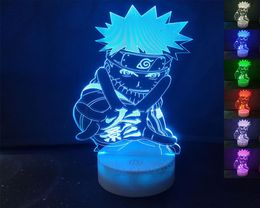 Cartoon Figure NARUTO 3D LED Lamp 7 Colour Changing Engraved Acrylic Touch Night Light Home Decor Kids Christmas Gifts1889301