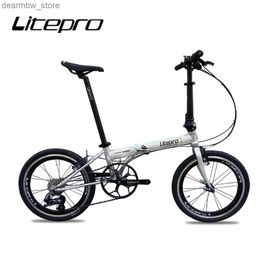 Bikes Litepro 20Inch Folding Bike Steel Alloy Frame External 10Speed Disc V Brake Bicyc Ultralight Portab Vehicl L48