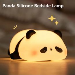 LED Night Light Cute Panda Silicone Night Lamp USB Rechargeable Timing Bedside Table Lamp Room Decor Kids Baby nightlight Gift