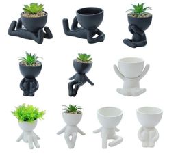 Planters Pots Cute Cartoon Humanoid Succulent Planter Ceramic Plant Pot For Desktop Decoration Flower Cuttings Home Office Garde4728333