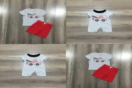 Girlymax Summer Baby Boys Children Clothes Short Sleeve Crane Outfits Boutique Shorts Set Romper Kids Clothing X08024810536