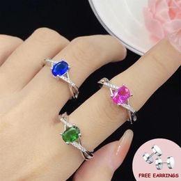 Cluster Rings Fashion Open Finger With Zircon 925 Silver Jewellery For Female Wedding Engagement Promise Bridal Party Gift Accessories