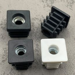 10/5pcs Black/white Square Pipe Plugs with Nut Hole Blanking End Inserts Caps Pipe Cover M5 M6 M8 Furniture Leg Feet Tube Plug