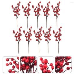 Decorative Flowers 10 Pcs Cherry Christmas Imitation Fruit Banquet Flower Decorations Tree Branch Foam Bubble