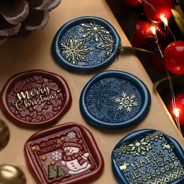 3D Wax Seal Christmas Series Stamp Lacquer Seal Head Sealing Fire Lacquer Copper Head Scrapbooking Envelope Wedding Invitations