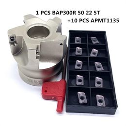 1PCS BAP300R 40-22 4T or BAP300R50-22 5T or BAP300R 63-22 6T+10PCS APMT1135 CNC Face Milling Cutter Head