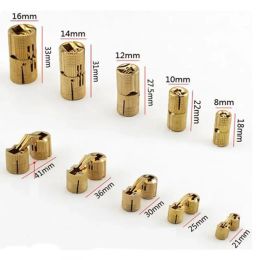 1pc 8mm 10mm 12mm 14mm 16mm brass Barrel Hinges Cylindrical Hidden Cabinet Invisible Brass Hinges Mount Door Furniture Hardware