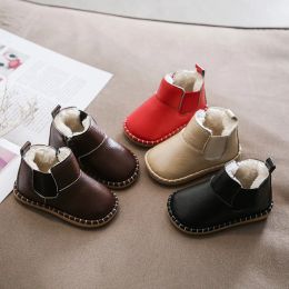 Boots Winter Baby Girls Boys Snow Boots Soft Bottom Nonslip Infant Boots Windproof Waterproof Children Kids Plush Leather Boots