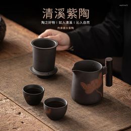 Teaware Sets Qingxi Purple Pottery Quick Cup Ceramic Mug Teacup One Pot Two Cups Portable Bag Travel Tea Set Mini