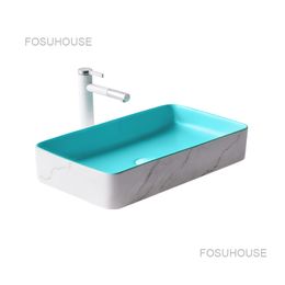 Light Luxury Color Washbasin Ceramic Bathroom Sinks Nordic Art Basin Mirror Bathroom Washbasins Simple Washing Sinks Hand Basin