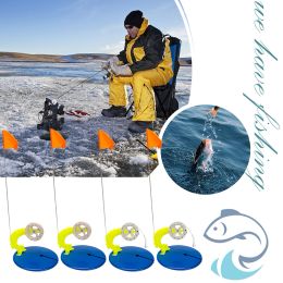 2Pcs Ice Spearing Equipment Portable Fishing Tackle Winter Fishing Rod Flag with Reel Winter Ice Fishing Kit for Fishing Angler