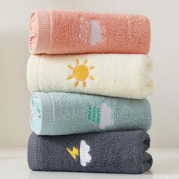 Towel Cotton Bath 70x140cm Embroidery Pattern Face Soft Absorbent Couple Bathroom Set White Towels