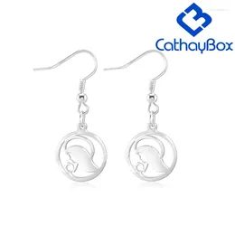 Dangle Earrings Women' Stainless Steel Our Lady Mary Drop Ave Maria Religious Jewellery CB00E003