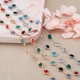 1Meter Colourful Glass Crystal Beads Chain Glass Rhinestone Cameo Necklace Bracelet Ankle Chain Accessories for Jewellery Making