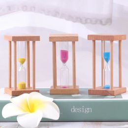 1/3/5 Minutes Four-Column Solid Wood Drop-Proof Hourglass Children's Toy Glass Sand Clock For Home Table Decorative Timekeeper