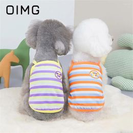 Dog Apparel OIMG Pet Clothes Puppy Vest Spring Summer Teddy Schnauzer Pomeranian Small Medium Dogs 2024 Embroidered Striped Suspenders