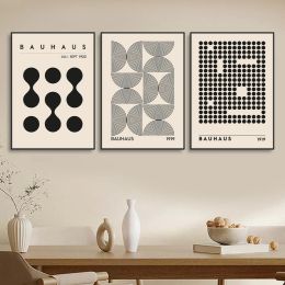Abstract Bauhaus Style Geometric Wall Art Posters Prints Picture Vintage Black Beige Line Canvas Paintings For Modern Home Decor