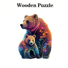 Brown bear wooden puzzles, magic puzzles, birthday gifts, holiday gifts, Christmas gifts, Halloween gifts, exquisite gifts, wood