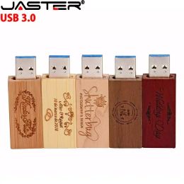JASTER 10PCS LOT Wooden Box USB 3.0 Flash Drives 128GB Free Custom Logo Pen Drive 64GB High Speed Memory Stick 32GB 16GB 8GB 4GB