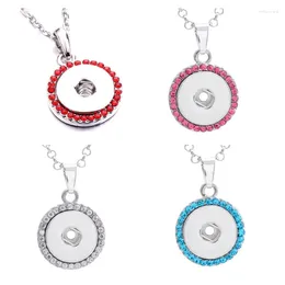 Pendant Necklaces 10pcs Round Shape Rhinestone Snap Button Necklace Fit DIY 18mm Metal Snaps Buttons Jewelry