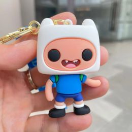 Cute Keychain Anime Finn Jake Car Key Chain Kawaii Accessories Keychains Women Men Bag Keyring Teacher Friends Couples Kids Gift