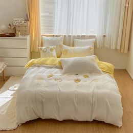 Bedding Sets Natural Double-layer Gauze Cotton Set Sunflower Quilt Cover Bed Comforter Mattress Linen Pillowcases