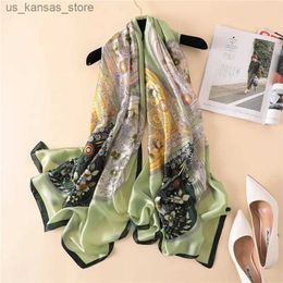 Scarves Spring Scarf Womens Luxury Design Scarf Silk Smooth Scarf Soft Muslim Headband Shawl Beach 85x180cm240409RYNC