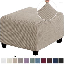 Chair Covers Polar Fleece Footstool Cover All-Inclusive Stretch Ottoman Solid Color Footrest Slipcover Protector For Home Living Room