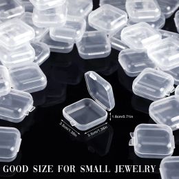 Mini Storage Box Transparent Square Plastic Box Earrings Beads Packaging Storage Small Square Boxes Jewellery Organiser Case