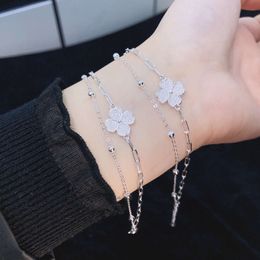 luxury Designer Van Clover Bracelet Classic s925 Sterling Silver Reversible Clover Bracelet Fashion Ladies Korean Simple Jewellery Gift