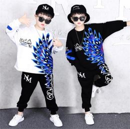 2 Pcs Children Autumn Clothes Set Big Boys Girls Peacock Hoodies Haren Pants Cotton Dance vetement garcon 6 8 10 12 13 14 Years 202006716