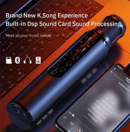 Wireless Condenser Studio Microphone for Phone Karaoke Bluetooth Speaker Micro Builtin Sound Card Voice Changer 2106103926869