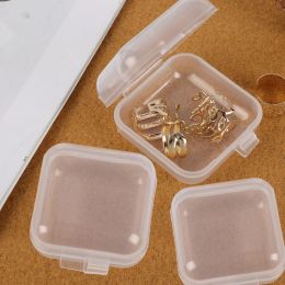 12/6PCS Mini Storage Box Transparent Square Plastic Box Earrings Jewellery Packaging Storage Small Square Box Home Organiser Case