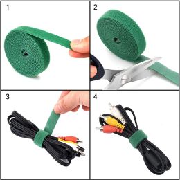 25M/50M Reusable Fastening Tape Cable Ties Double Side Hook Roll Hook and Loop Straps Wires Cords Organizer