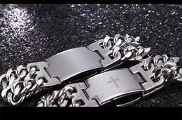 Charm Bracelets Classic Men's Text Cross Titanium Steel Bracelet