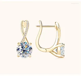 Stud Earrings Fashion Jewellery Grade D Moissanite Diamond Hoop 925 Sterling Silver 2 2ct Huggie Women