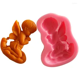 Baking Moulds Silicone Mould Fondant Mould Child Angel In Gown Praying Rubber Flexible Food Safe For Cake Decorations