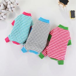 Dog Apparel Autumn And Winter Pet Clothes Striped Jumpsuit Thickened Cotton Jacket Small Medium-sized Warm Pyjamas Yorkshire Poodle