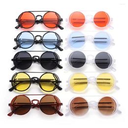 Sunglasses Gothic Style UV400 Protection Double Spring Temples Steampunk Men's Eyewear Sun Glasses Round