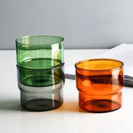 Wine Glasses 300ml 380ml Stackable Clear Pink Grey Amber Blue Green Solid Color Heat Resistant Coffee Glass Mug Tumbler Cup 1 Piece