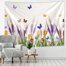 Flower Butterfly Tapestry Simple Nordic Style Hippie Mat Wall Hanging Bohemian Bedspread Dorm Decor Tapestries