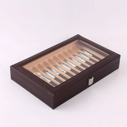 Wooden Pen Display Storage Case, 12 Pens Capacity, Fountain Pen Collector Organizer Box with Transparent Window