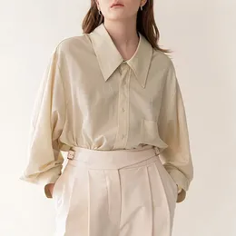 Women's Blouses High-Quality Cotton Ladies Long-Sleeved Shirt 2024 Spring And Autumn Korean Chic Temperament Lapel Loose Shirts