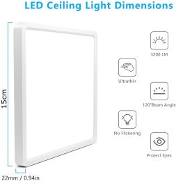 15cm Square LED Ceiling Lamp Cold White Warm White Panel Ceiling Light Indoor Lighting for Kitchen Bathroom Balcony Corridor